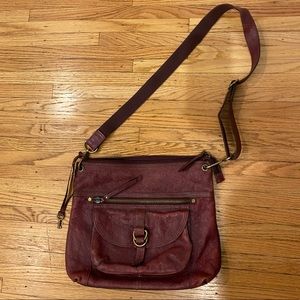 Great Fossil cross-body bag/purse, eggplant, purple leather